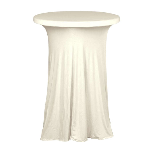 Spandex 30" Round Cocktail Table Cover Skirt Ivory With Natural Wavy Drapes