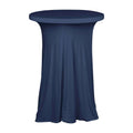 Spandex 30" Round Cocktail Table Cover Skirt Navy Blue With Natural Wavy Drapes