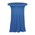 Spandex 30" Round Cocktail Table Cover Skirt Royal Blue With Natural Wavy Drapes