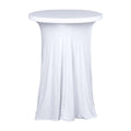Spandex 30" Round Cocktail Table Cover Skirt White With Natural Wavy Drapes