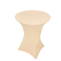 Spandex 36" Round Cocktail Table Cover Beige - Easy to Maintain Stretch Fitted Highboy Tablecloth - Bell Racket Store