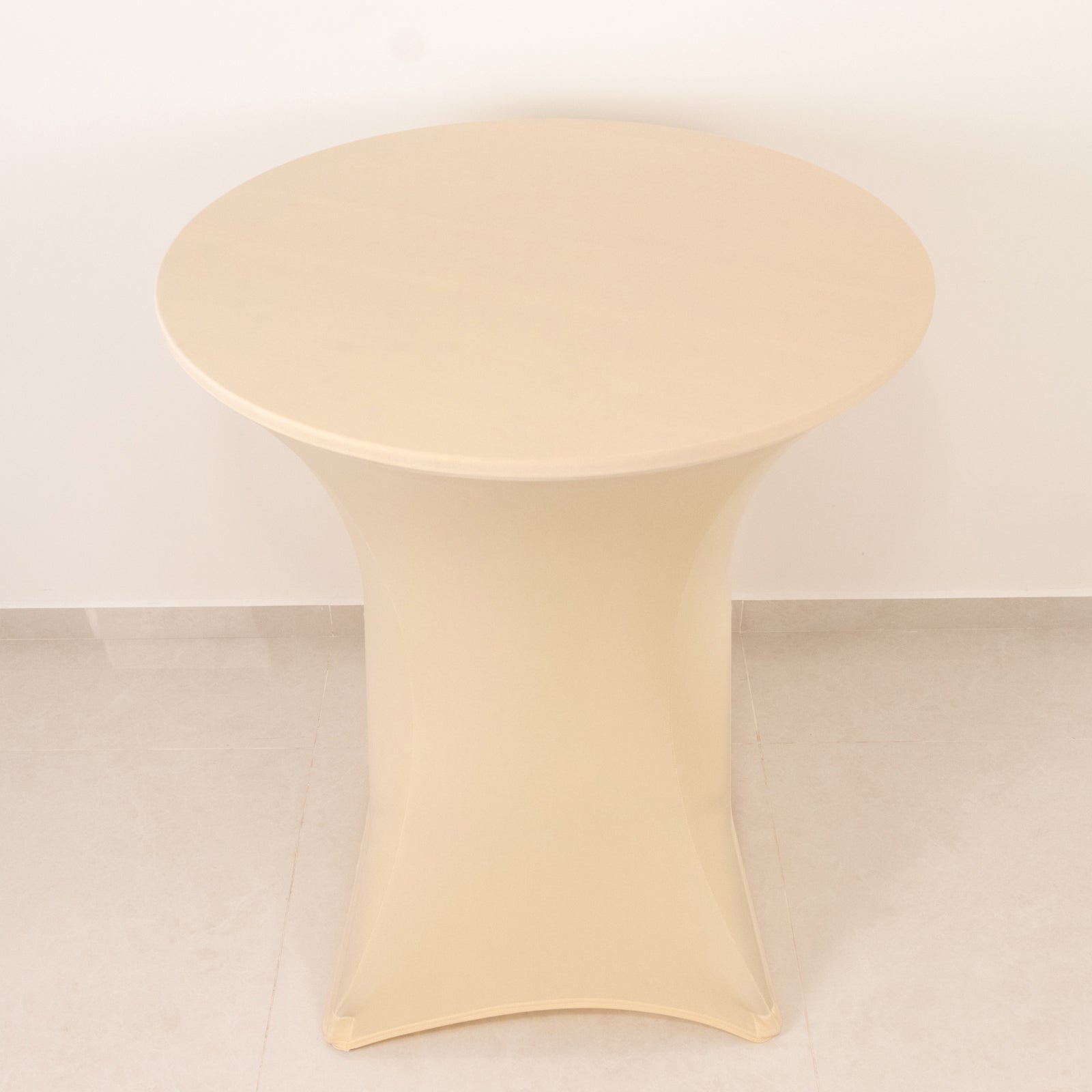 Spandex 36" Round Cocktail Table Cover Beige - Easy to Maintain Stretch Fitted Highboy Tablecloth - Bell Racket Store