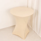 Spandex 36" Round Cocktail Table Cover Beige - Easy to Maintain Stretch Fitted Highboy Tablecloth - Bell Racket Store