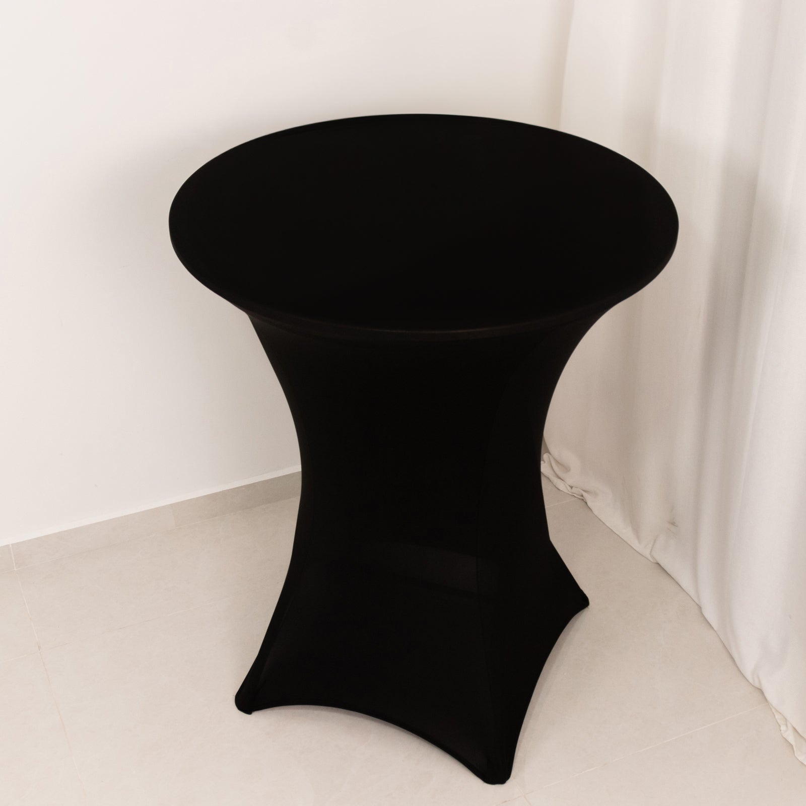 Spandex 36" Round Cocktail Table Cover Black - Easy to Maintain Stretch Fitted Highboy Tablecloth - Bell Racket Store