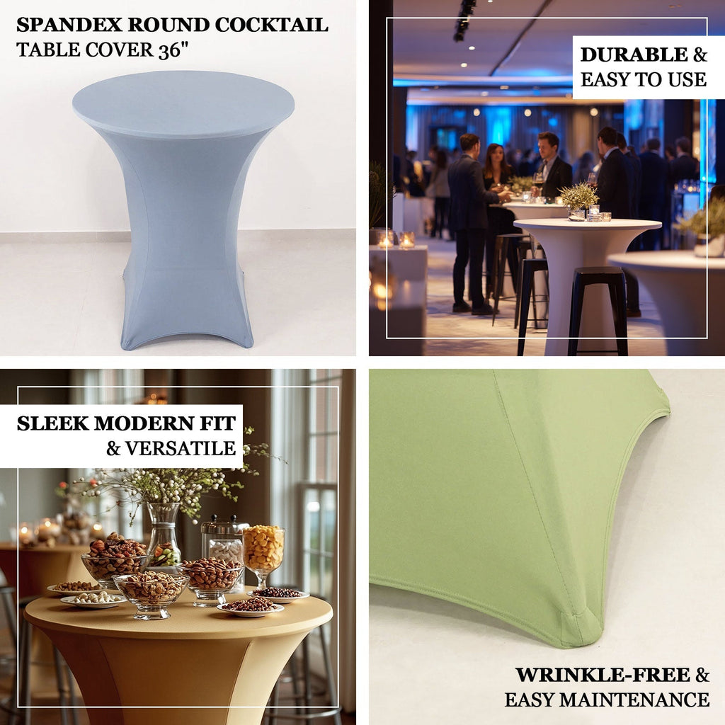 Spandex 36" Round Cocktail Table Cover Blush - Easy to Maintain Stretch Fitted Highboy Tablecloth - Bell Racket Store