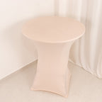Spandex 36" Round Cocktail Table Cover Blush - Easy to Maintain Stretch Fitted Highboy Tablecloth - Bell Racket Store