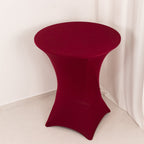 Spandex 36" Round Cocktail Table Cover Burgundy - Easy to Maintain Stretch Fitted Highboy Tablecloth - Bell Racket Store