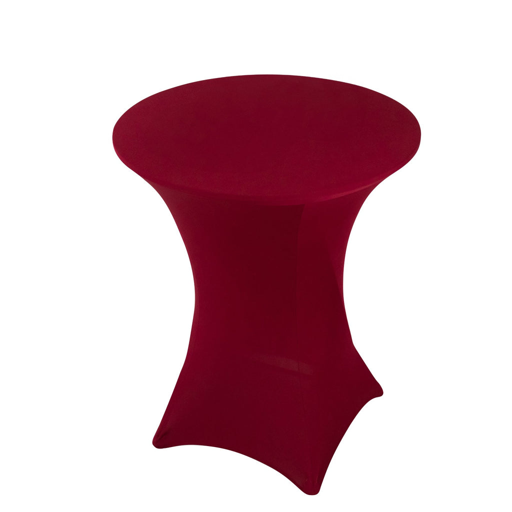 Spandex 36" Round Cocktail Table Cover Burgundy - Easy to Maintain Stretch Fitted Highboy Tablecloth - Bell Racket Store