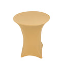 Spandex 36" Round Cocktail Table Cover Champagne - Easy to Maintain Stretch Fitted Highboy Tablecloth - Bell Racket Store