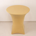 Spandex 36" Round Cocktail Table Cover Champagne - Easy to Maintain Stretch Fitted Highboy Tablecloth - Bell Racket Store
