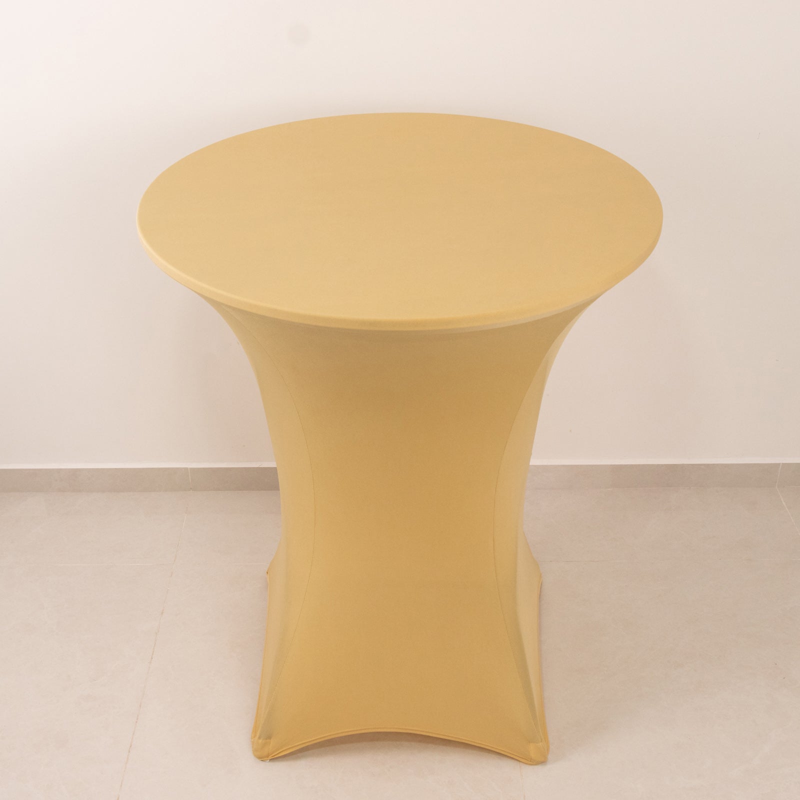 Spandex 36" Round Cocktail Table Cover Champagne - Easy to Maintain Stretch Fitted Highboy Tablecloth - Bell Racket Store