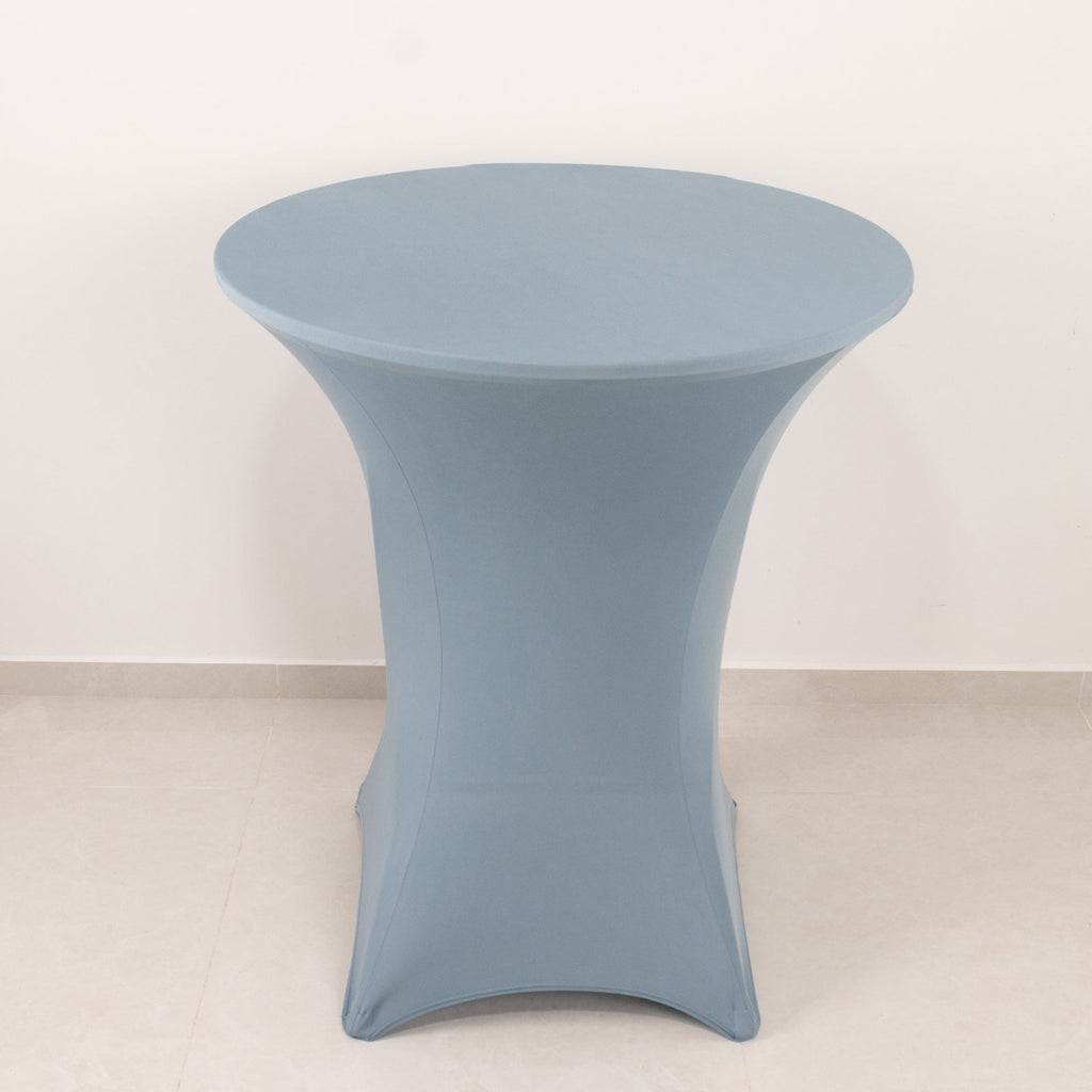 Spandex 36" Round Cocktail Table Cover Dusty Blue - Easy to Maintain Stretch Fitted Highboy Tablecloth - Bell Racket Store