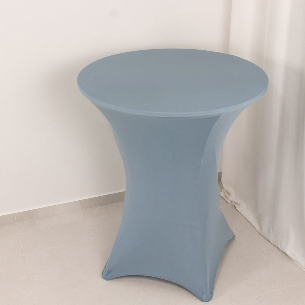 Spandex 36" Round Cocktail Table Cover Dusty Blue - Easy to Maintain Stretch Fitted Highboy Tablecloth - Bell Racket Store