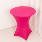 Spandex 36" Round Cocktail Table Cover Fuchsia - Easy to Maintain Stretch Fitted Highboy Tablecloth - Bell Racket Store