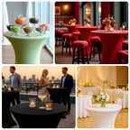 Spandex 36" Round Cocktail Table Cover Fuchsia - Easy to Maintain Stretch Fitted Highboy Tablecloth - Bell Racket Store