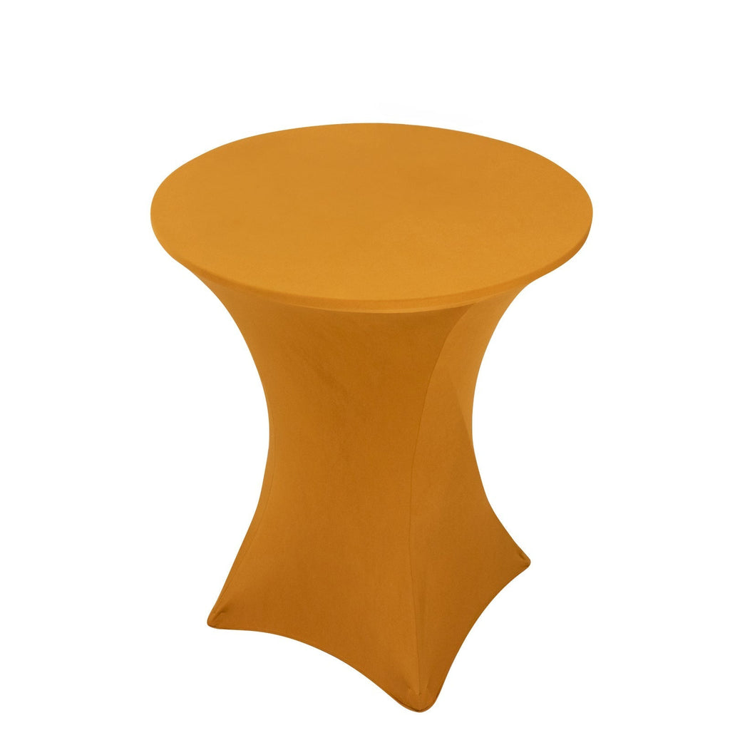 Spandex 36" Round Cocktail Table Cover Gold - Easy to Maintain Stretch Fitted Highboy Tablecloth for Events - Bell Racket Store