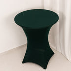 Spandex 36" Round Cocktail Table Cover Hunter Emerald Green - Easy to Maintain Stretch Fitted Highboy Tablecloth - Bell Racket Store