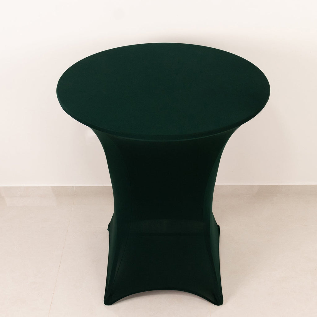 Spandex 36" Round Cocktail Table Cover Hunter Emerald Green - Easy to Maintain Stretch Fitted Highboy Tablecloth - Bell Racket Store