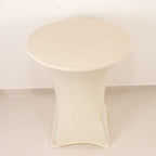 Spandex 36" Round Cocktail Table Cover Ivory - Easy to Maintain Stretch Fitted Highboy Tablecloth - Bell Racket Store
