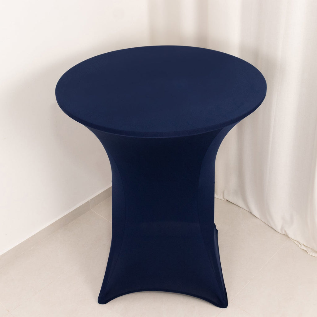 Spandex 36" Round Cocktail Table Cover Navy Blue - Easy to Maintain Stretch Fitted Highboy Tablecloth - Bell Racket Store