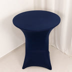 Spandex 36" Round Cocktail Table Cover Navy Blue - Easy to Maintain Stretch Fitted Highboy Tablecloth - Bell Racket Store