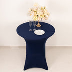 Spandex 36" Round Cocktail Table Cover Navy Blue - Easy to Maintain Stretch Fitted Highboy Tablecloth - Bell Racket Store