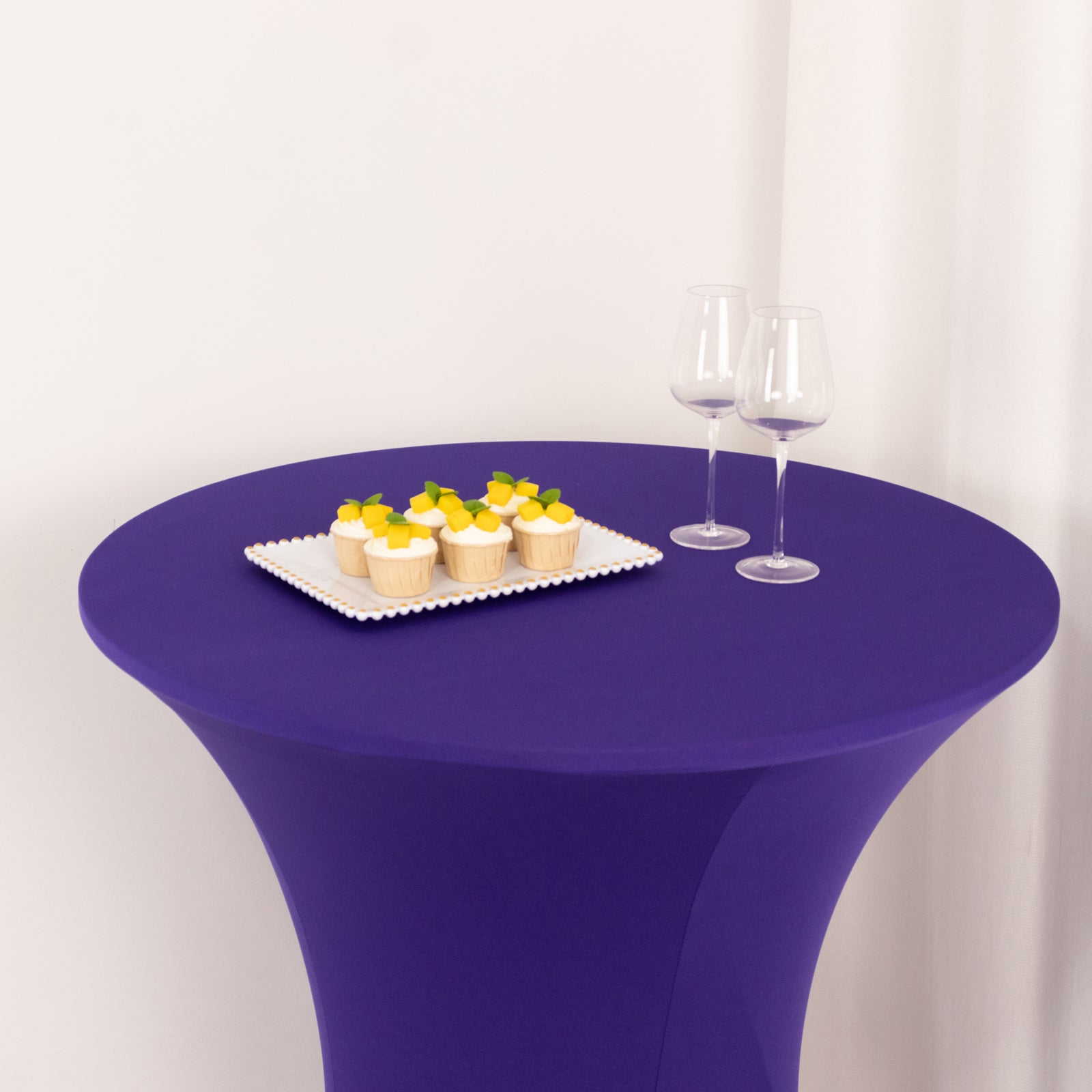 Spandex 36" Round Cocktail Table Cover Purple - Easy to Maintain Stretch Fitted Highboy Tablecloth - Bell Racket Store