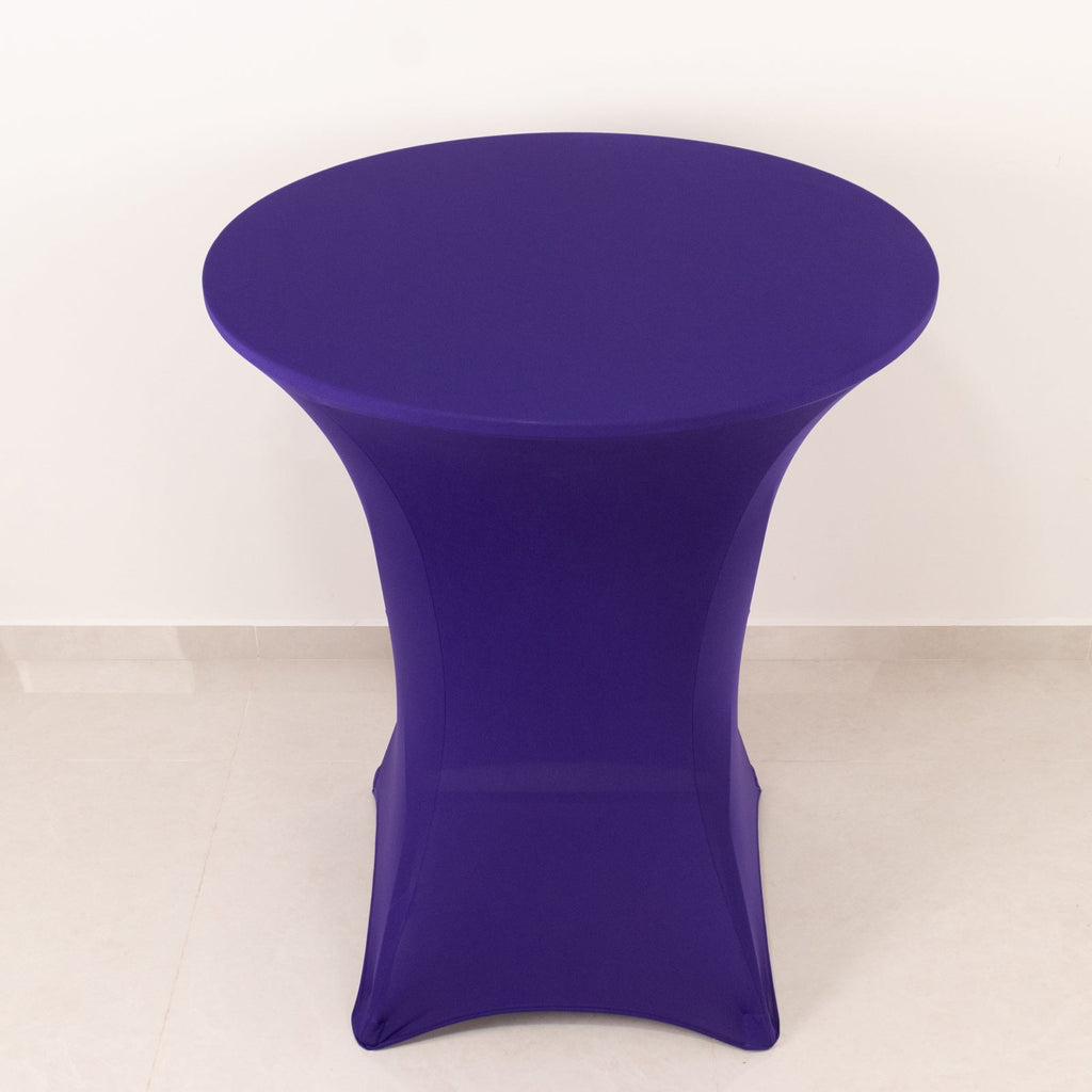 Spandex 36" Round Cocktail Table Cover Purple - Easy to Maintain Stretch Fitted Highboy Tablecloth - Bell Racket Store