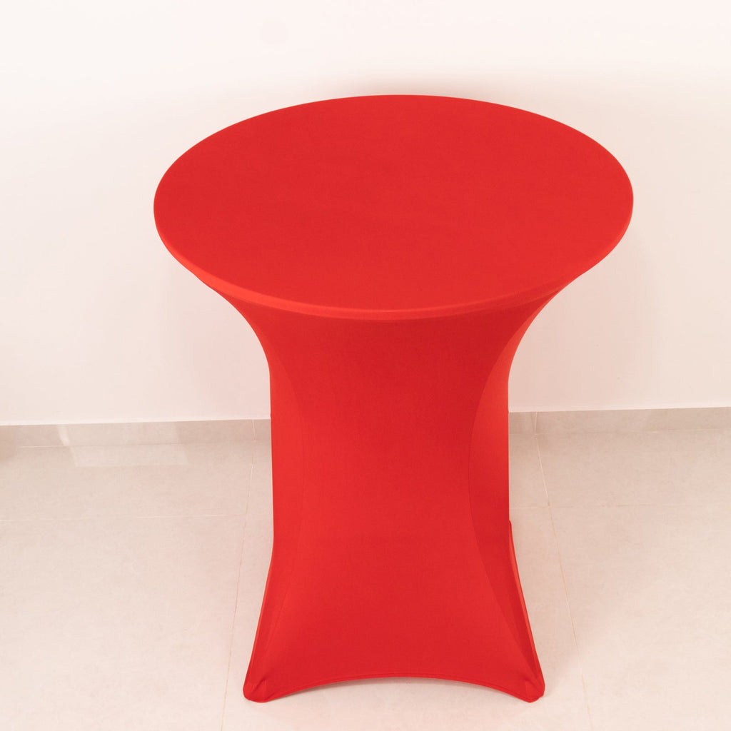 Spandex 36" Round Cocktail Table Cover Red - Easy to Maintain Stretch Fitted Highboy Tablecloth - Bell Racket Store