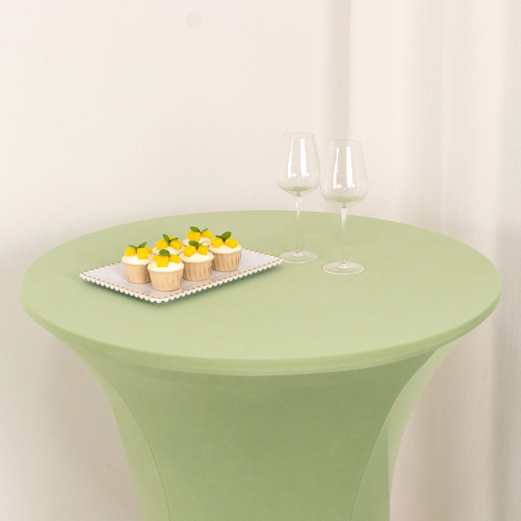 Spandex 36" Round Cocktail Table Cover Sage Green - Easy to Maintain Stretch Fitted Highboy Tablecloth - Bell Racket Store