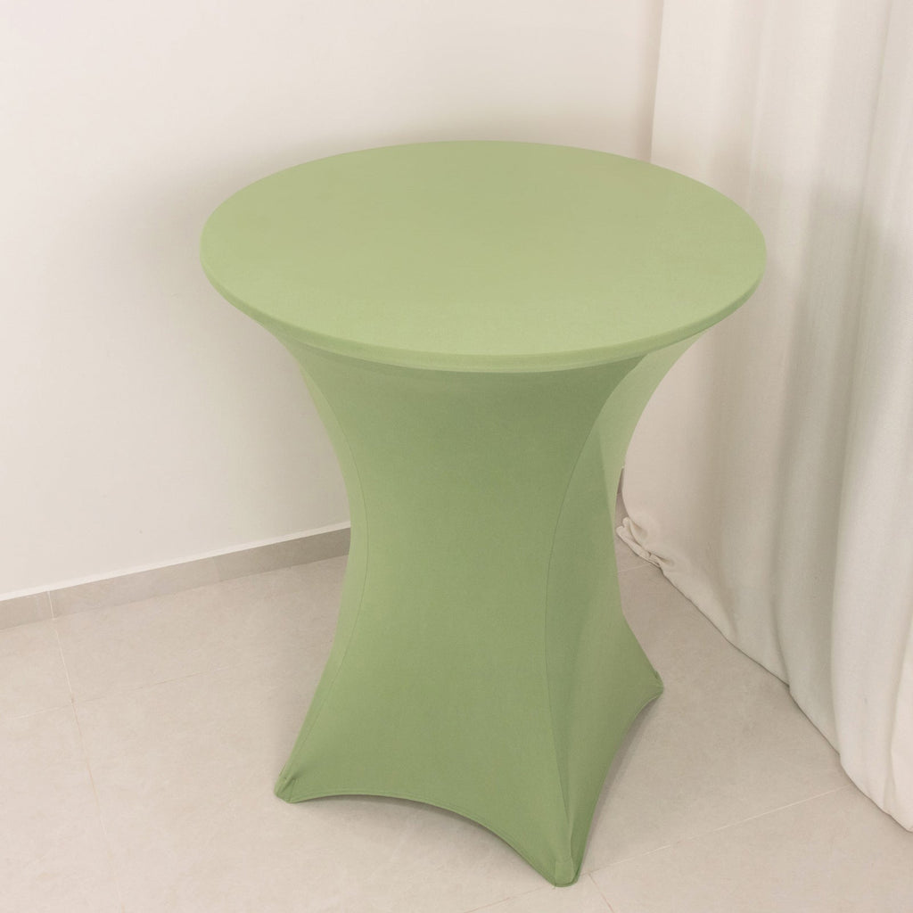 Spandex 36" Round Cocktail Table Cover Sage Green - Easy to Maintain Stretch Fitted Highboy Tablecloth - Bell Racket Store