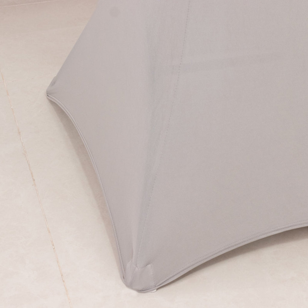 Spandex 36" Round Cocktail Table Cover Silver - Easy to Maintain Stretch Fitted Highboy Tablecloth - Bell Racket Store