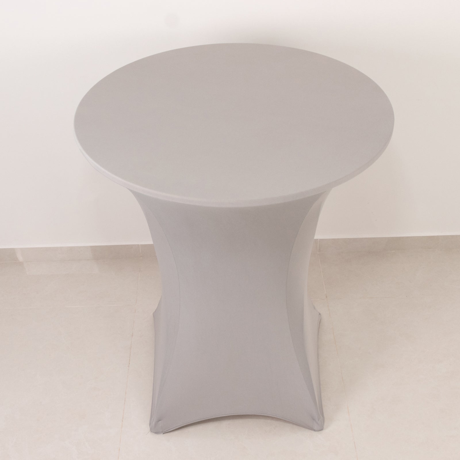 Spandex 36" Round Cocktail Table Cover Silver - Easy to Maintain Stretch Fitted Highboy Tablecloth - Bell Racket Store