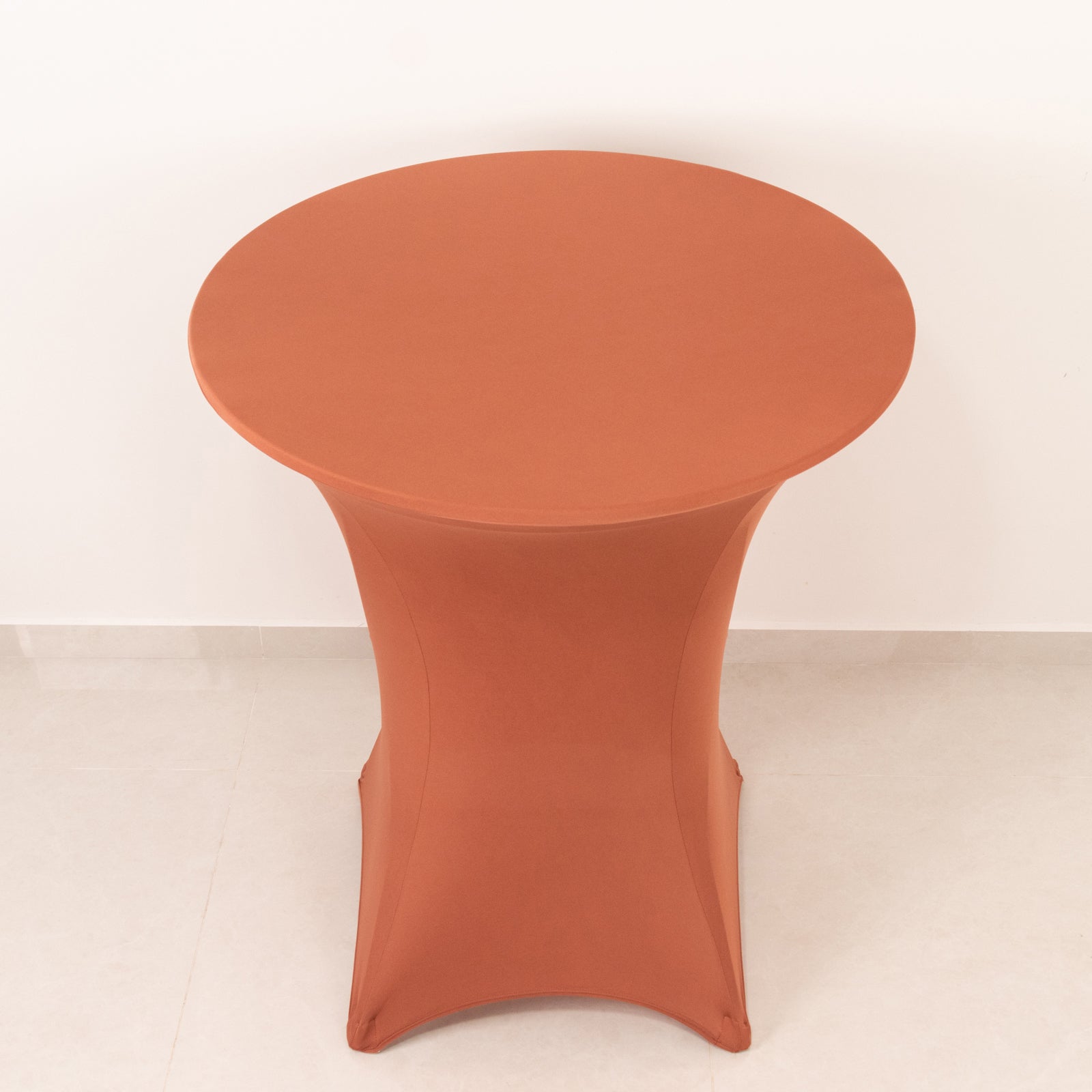Spandex 36" Round Cocktail Table Cover Terracotta (Rust) - Easy to Maintain Stretch Fitted Highboy Tablecloth - Bell Racket Store