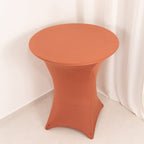 Spandex 36" Round Cocktail Table Cover Terracotta (Rust) - Easy to Maintain Stretch Fitted Highboy Tablecloth - Bell Racket Store