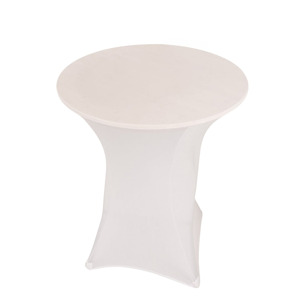 Spandex 36" Round Cocktail Table Cover White - Easy to Maintain Stretch Fitted Highboy Tablecloth for Events - Bell Racket Store