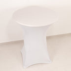 Spandex 36" Round Cocktail Table Cover White - Easy to Maintain Stretch Fitted Highboy Tablecloth for Events - Bell Racket Store