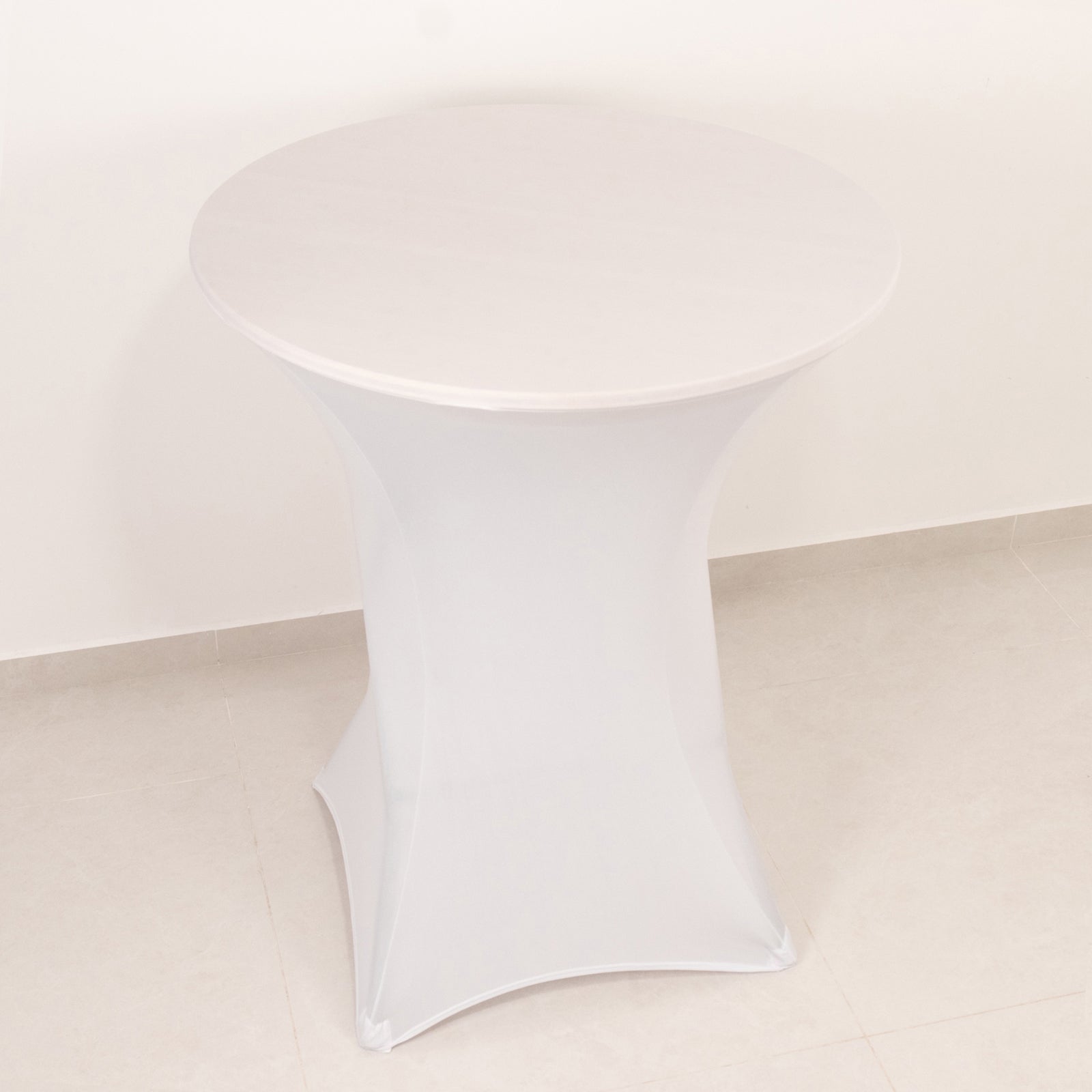 Spandex 36" Round Cocktail Table Cover White - Easy to Maintain Stretch Fitted Highboy Tablecloth for Events - Bell Racket Store