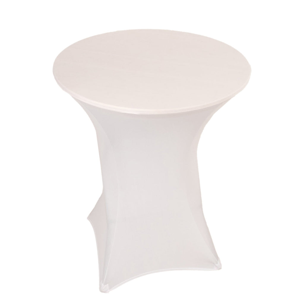 Spandex 36" Round Cocktail Table Cover White - Easy to Maintain Stretch Fitted Highboy Tablecloth for Events - Bell Racket Store