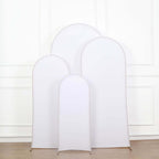 Set of 4 Matte White Spandex Fitted Wedding Arch Covers For Round Top Chiara Backdrop Stands - 4ft,5ft,6ft,7ft