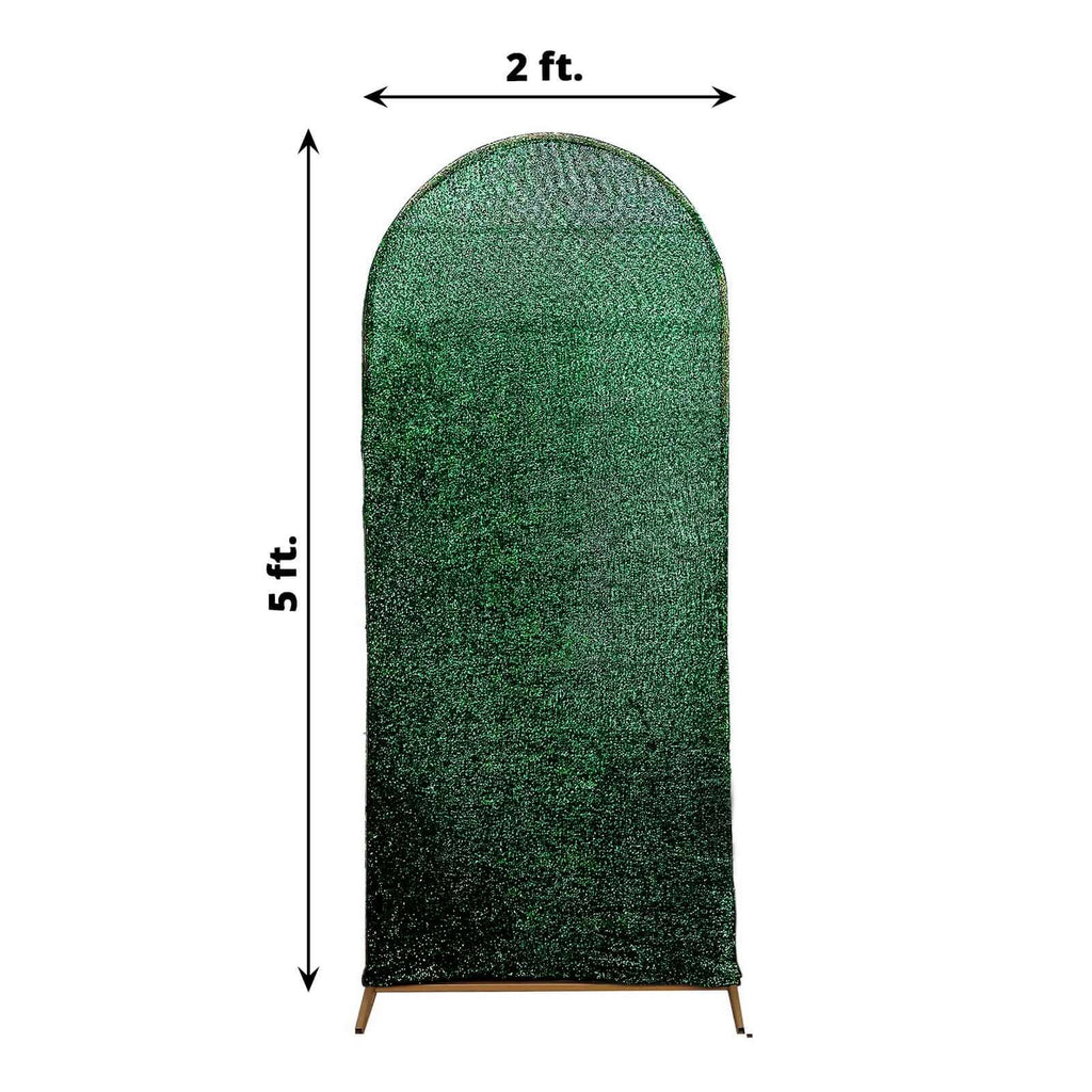 5ft Hunter Emerald Green Shimmer Tinsel Spandex Chiara Backdrop Stand Cover For Fitted Round Top Wedding Arch