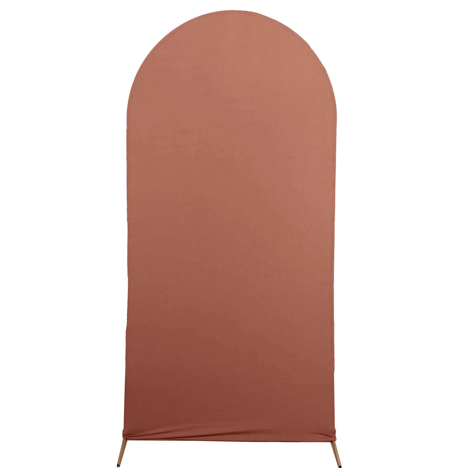 7ft Matte Terracotta (Rust) Spandex Fitted Chiara Backdrop Stand Cover For Round Top Wedding Arch