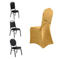 Spandex Banquet Chair Cover Metallic Gold Tinsel with Sash and Rhinestone Buckle - Luxe Shimmering Fitted Slipcover for Events - Bell Racket Store