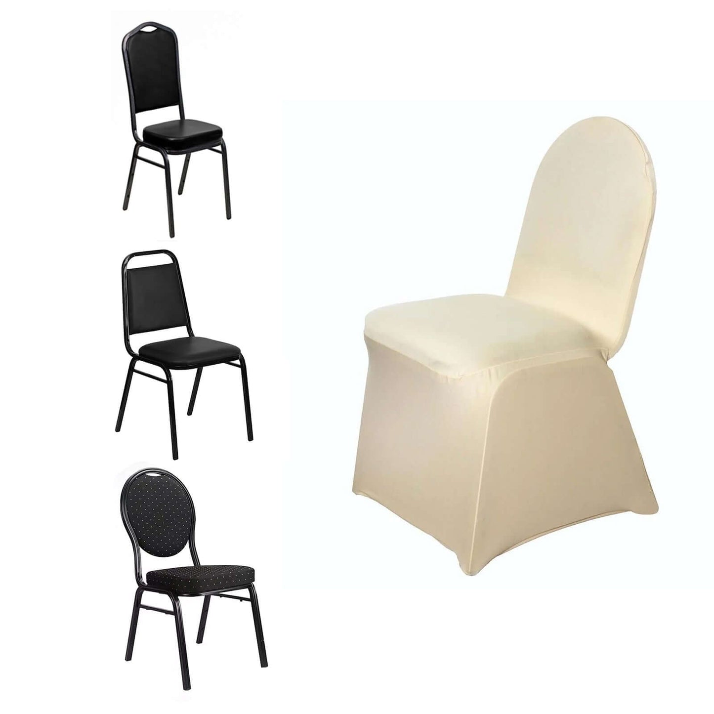 Spandex Chair Cover for Banquet Chairs Champagne - Stretch 160GSM Fabric with Slip - On Slipcover - NestOCart