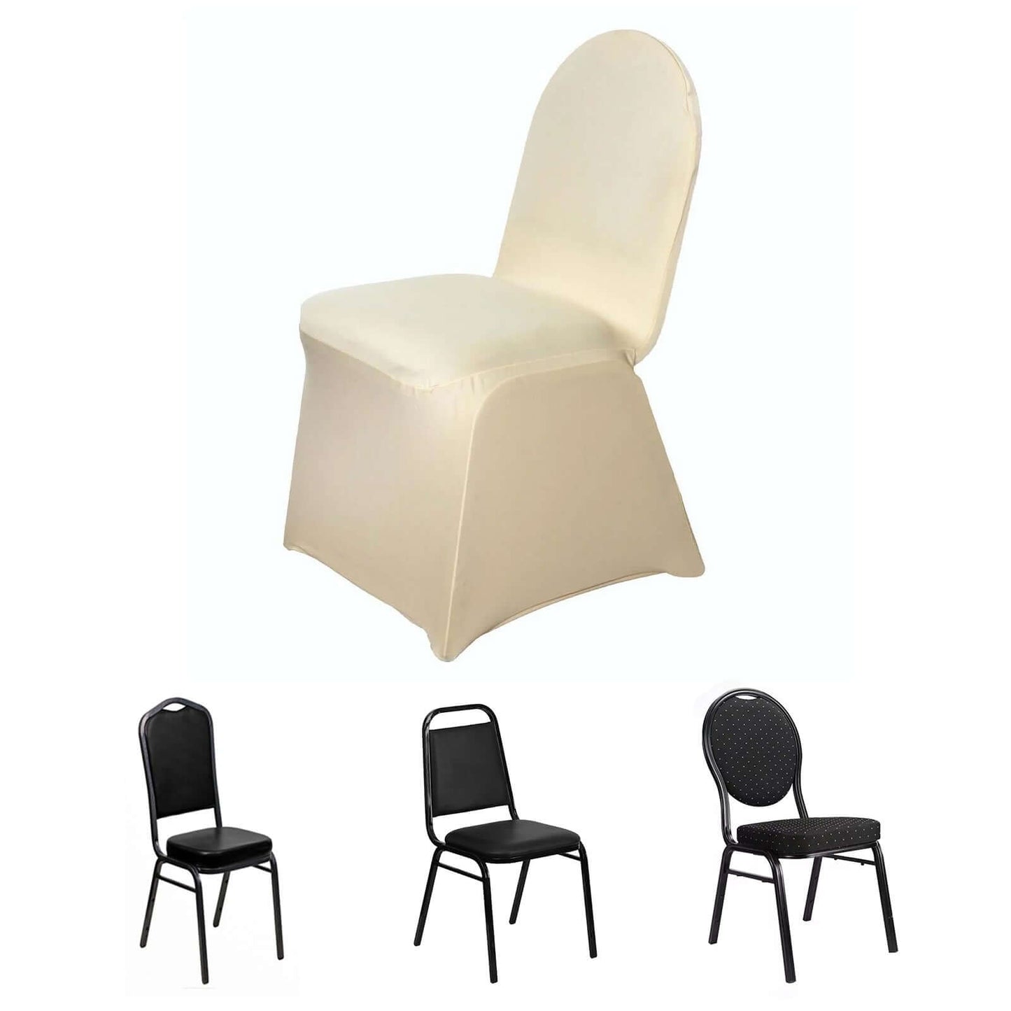 Spandex Chair Cover for Banquet Chairs Champagne - Stretch 160GSM Fabric with Slip - On Slipcover - NestOCart