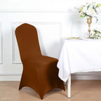 Spandex Chair Cover for Banquet Chairs Cinnamon Brown - Stretch 160GSM Fabric with Slip - On Slipcover - Bell Racket Store