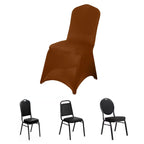 Spandex Chair Cover for Banquet Chairs Cinnamon Brown - Stretch 160GSM Fabric with Slip - On Slipcover - Bell Racket Store