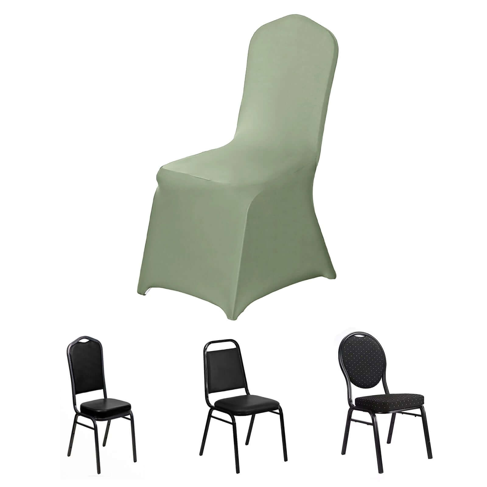 Spandex Chair Cover for Banquet Chairs Dusty Sage Green - Stretch 160GSM Fabric with Slip - On Slipcover - Bell Racket Store