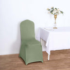 Spandex Chair Cover for Banquet Chairs Dusty Sage Green - Stretch 160GSM Fabric with Slip - On Slipcover - Bell Racket Store