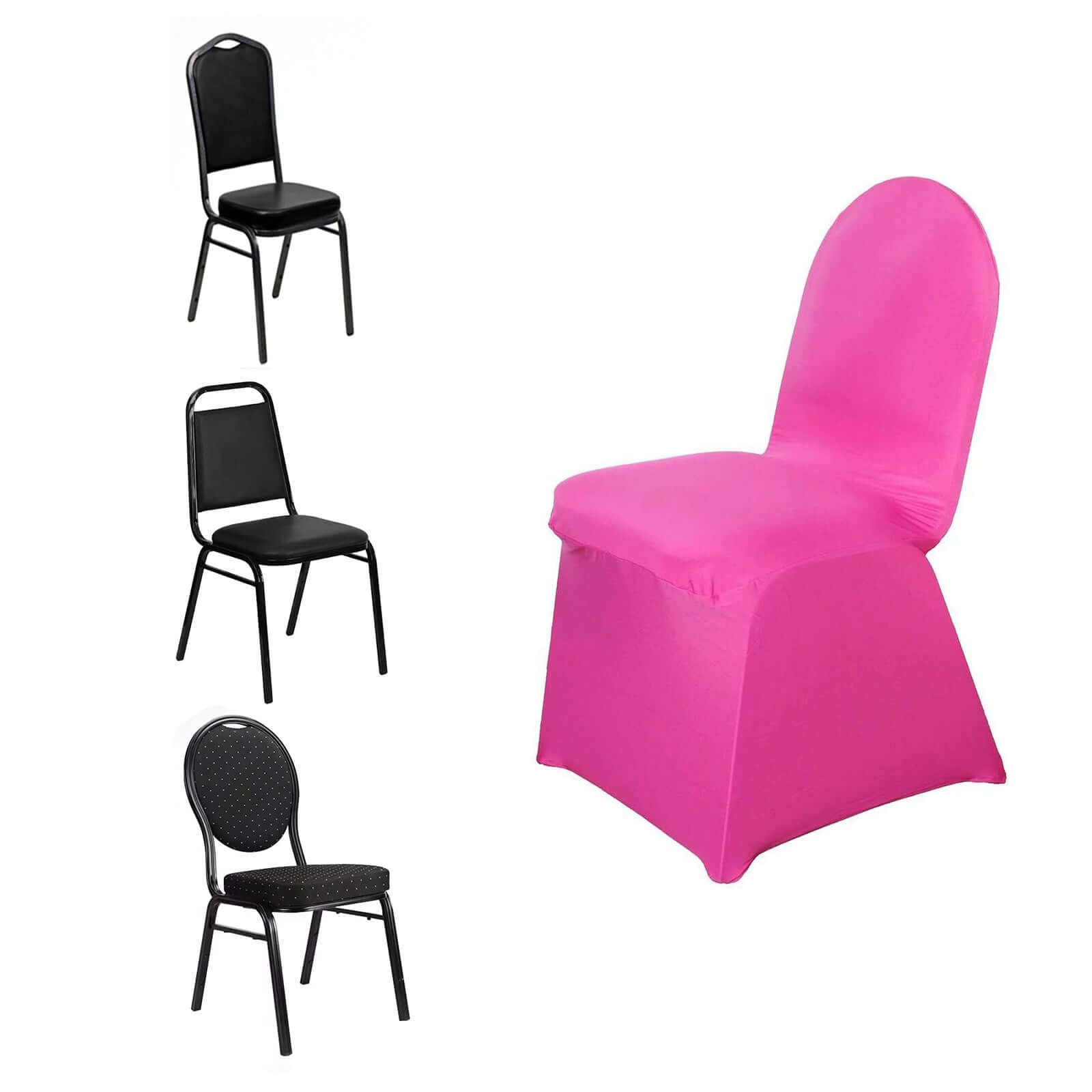 Spandex Chair Cover for Banquet Chairs Fuchsia - Stretch 160GSM Fabric with Slip - On Slipcover - NestOCart